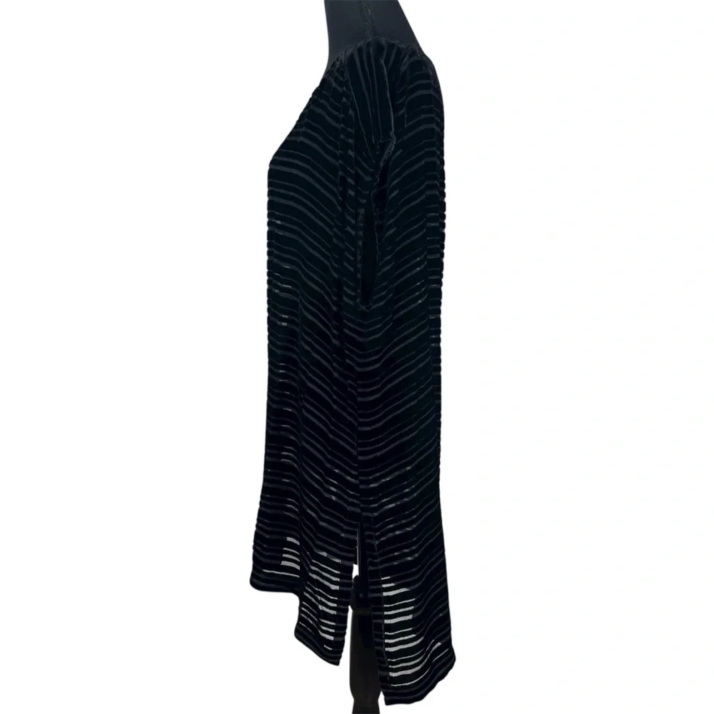 Eileen Fisher‎ Velvet Burnout Stripe Tunic Black Size M